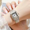 Classic Wrist Watches for Women Two-tone French Elegant Square Quartz Clock Roman Numerals Stainless Steel Ladies Dress Jewelry
