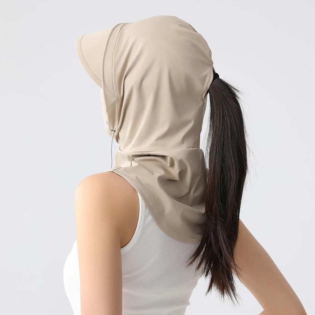 Chapeau d'été Visage Pare-soleil Anti-UV Chapeau Intégré Écharpe Respirante en Soie Glacée Protection Solaire Visage Cou Conduite Vélo Serviette Visage