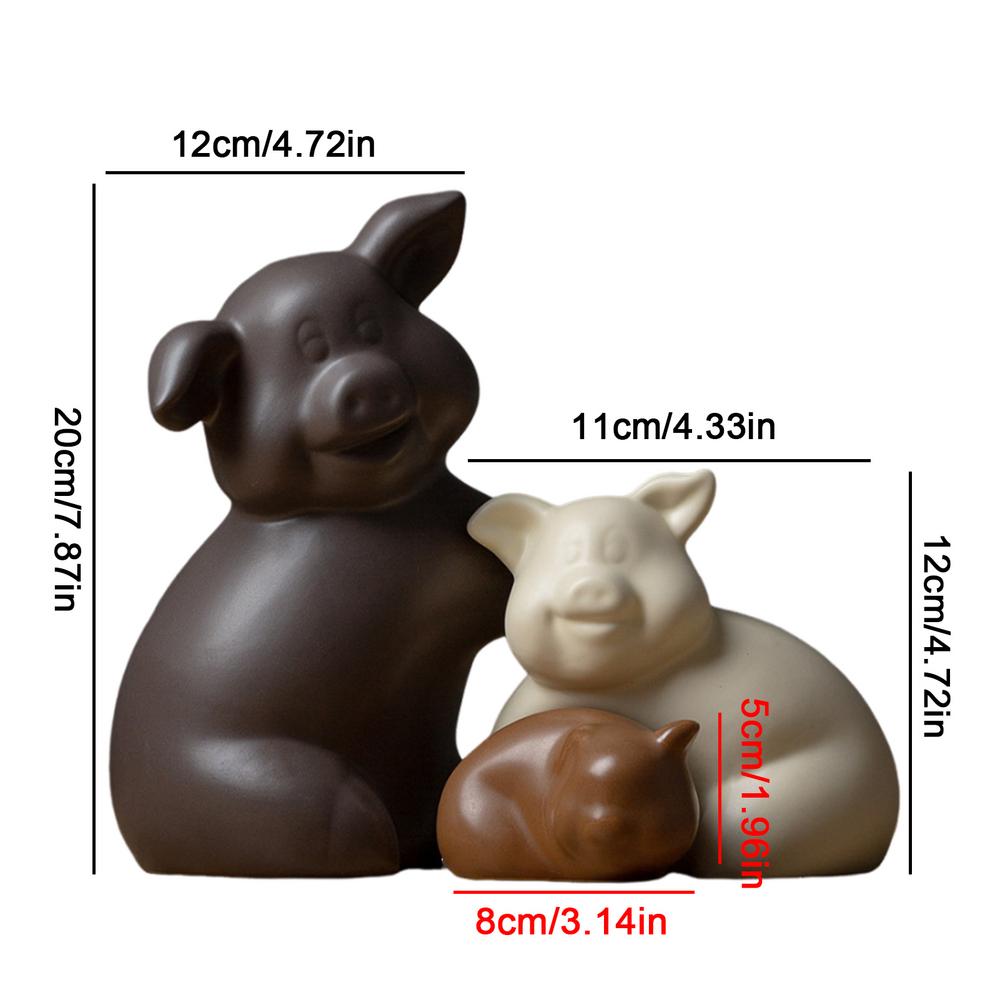 Family Of Three Figurine 3PCS Creative Ceramic Animal Sculpture Art Figurines For Family Lovely Home Accessories For Living Room