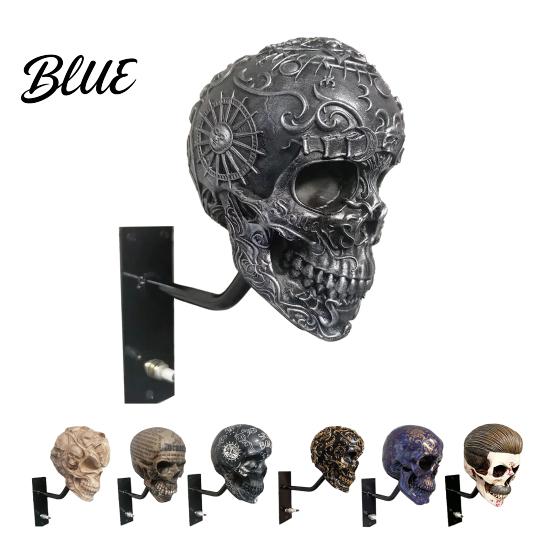 Harz Totenkopf Wanddeko Motorradhelmhalter, Halter Displayständer, Garagenregal Gotischer Motorradaufhänger für Heimdekoration Vollgesicht
