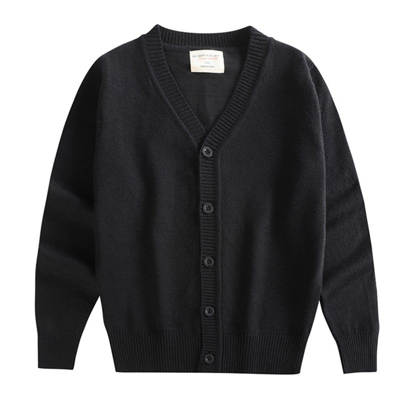 4-12 år Kid Strikket Cardigan Coat Vinter V-hals Knapp Genser