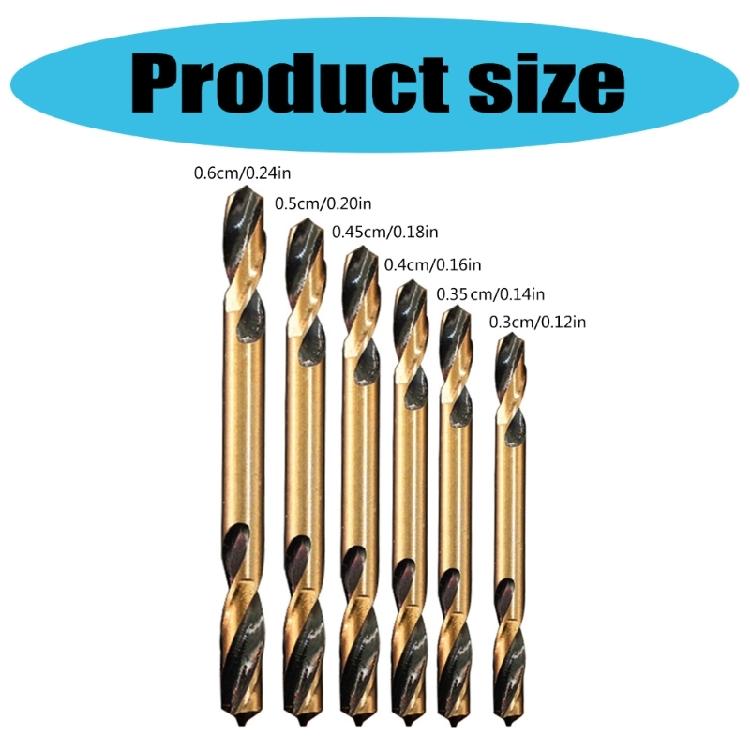 6Pcs Double Head Drill Bit HSS Twist Drill Bit for Hard Metal Cast Iron Wood and Plastic Woodworking Accessories