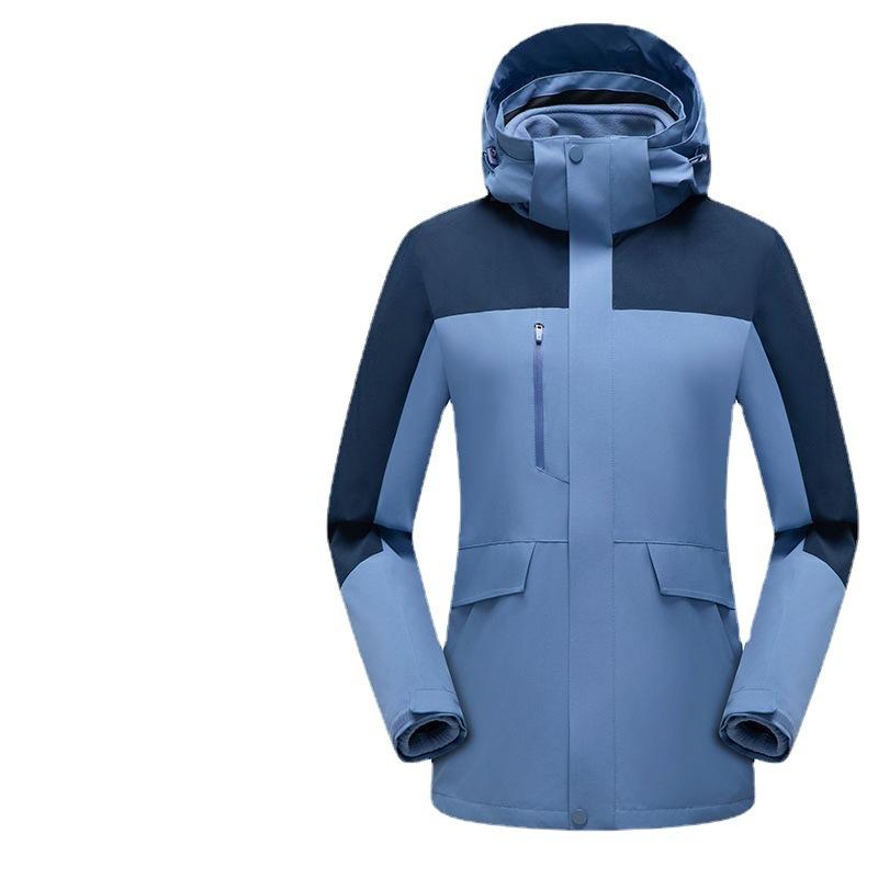 Outdoor Jackets for Men and Women, Three-in-one Windproof and Waterproof Jackets, Velvet YKK Zipper Couple Hiking Clothes