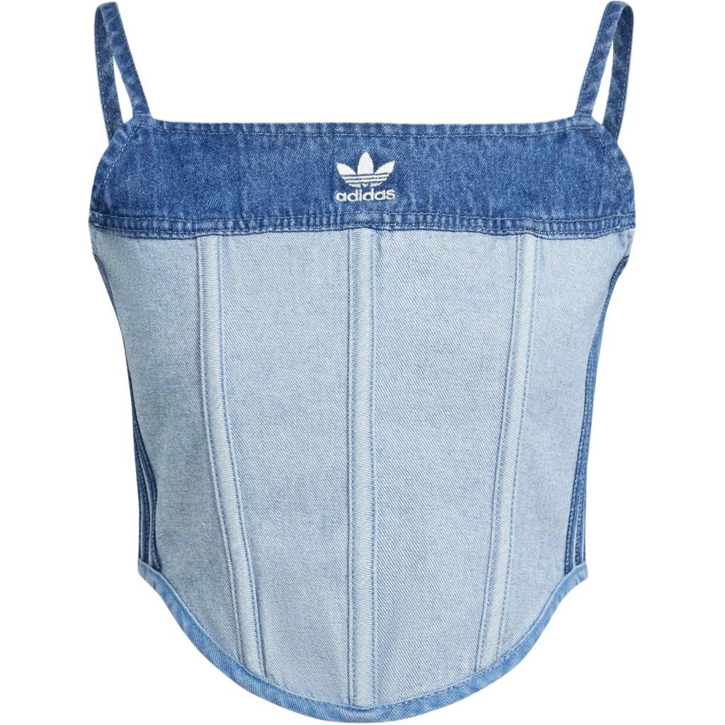 adidas Originals x KSENIASCHNAIDER Damen Denim Korsett Top Mittelblau Helles Denim IW5671