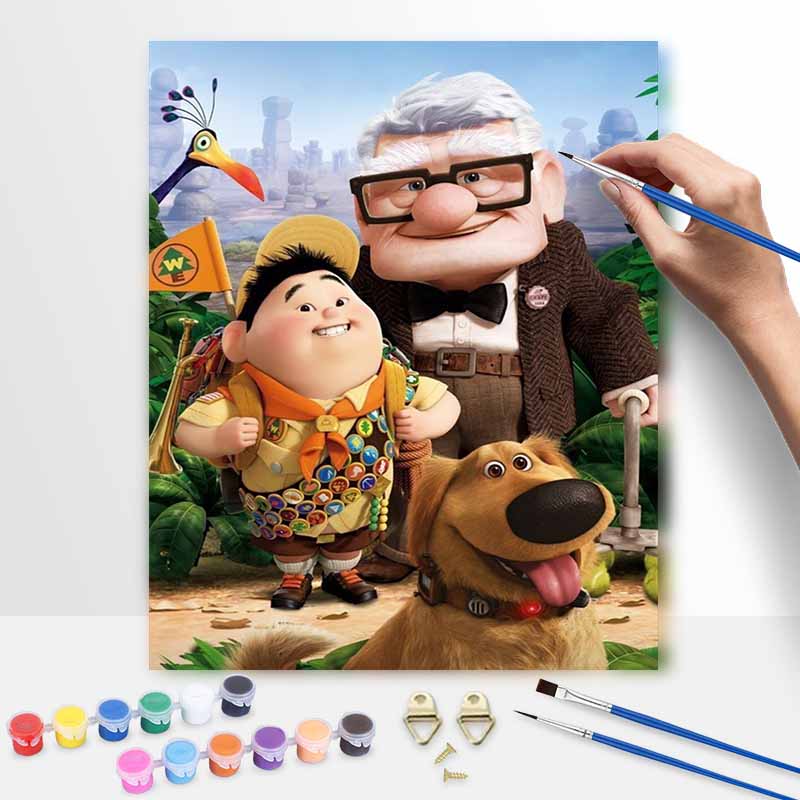 Disney Oil Painting DIY Digital Painting Carl and Dug Adventure Wall Art for the Living Room or Entryway Decor. 20x30cm