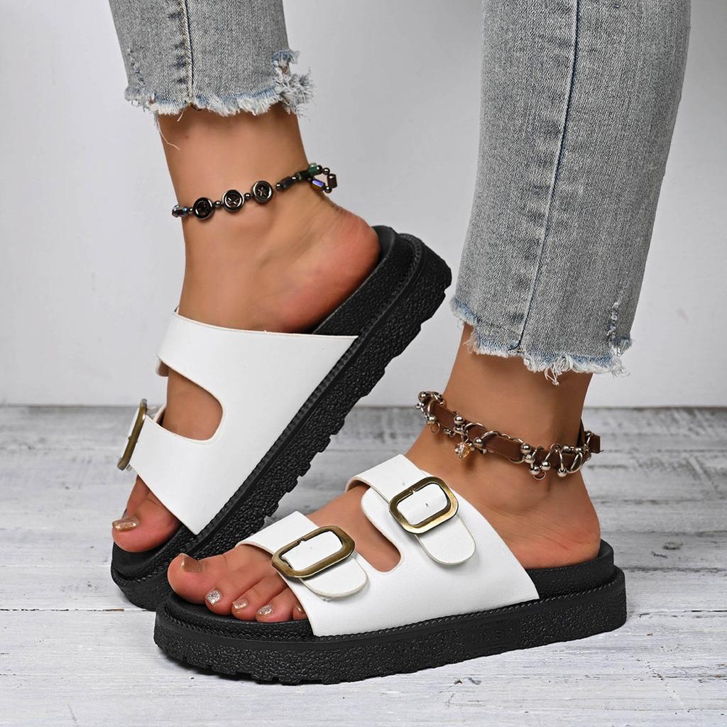 Sandals For Women Size Thick Soled One Strap Women'S Outdoor Fashionable Casual Hollow Open Heel Beach Fish Sandals For Woman
