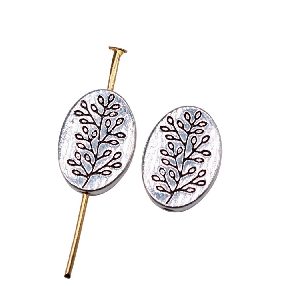 

10шт Бусины с узором ветки Бусины Античное Серебро Цвет Цинковый Сплав 14X10мм