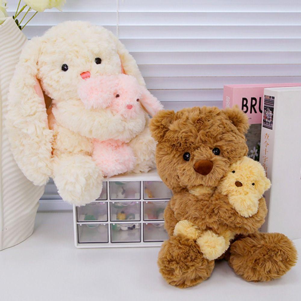 Handmade Bunny Doll Stuffed Toy Fluffy Parent Child Bear Stuffed Animals  Party Supplies