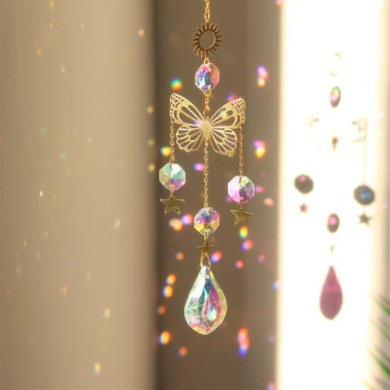 Faux Crystal Sun Catcher Decoration Butterfly Mushroom Moon Star Sun Hanging Ornament Indoor Outdoor Home Office Garden Window Hanging Pendant
