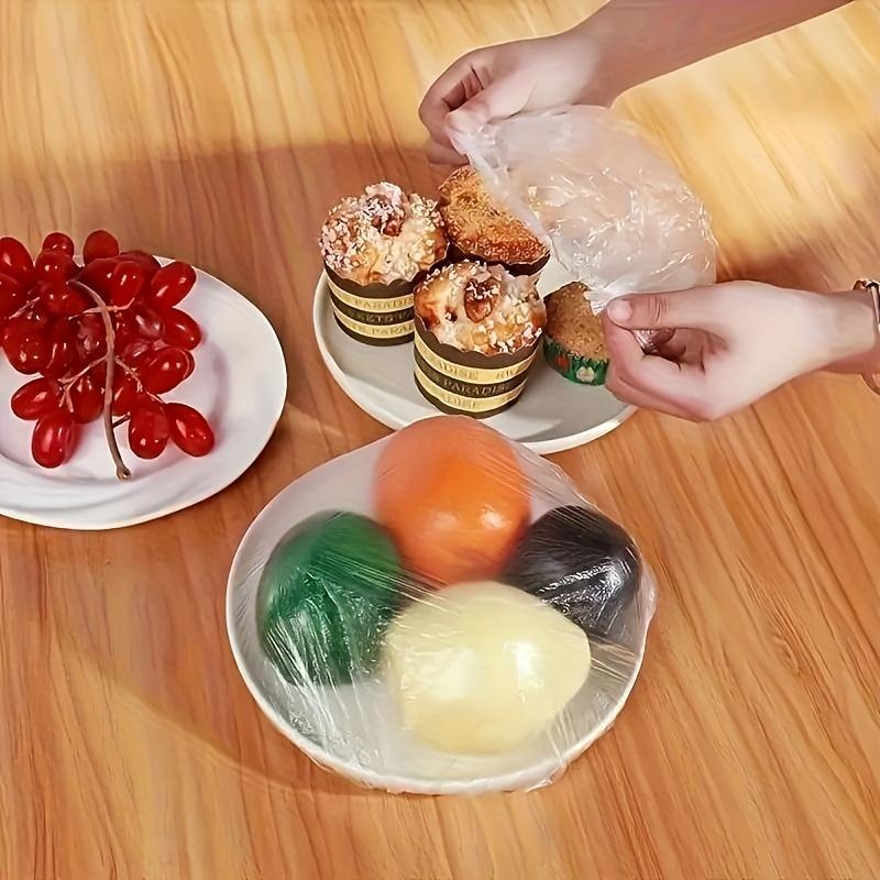 100pcs Elastic Food Storage Covers - Clear Retractable Plastic Dish Sealing Film, Unscented, Perfect Alternative to Cling Film