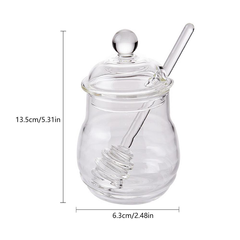 300ml Safe Glass Honey Pot With Stirring Rod Durable Transparent Bee Honey Storage Jar