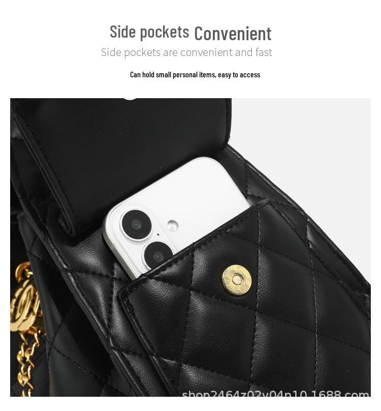 25C Women's Hippie Hobo Fashion Bucket Bag - Chain Crossbody, Drawstring Shoulder & Underarm Design