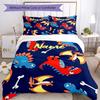 3pcs Custom Name Dinosaur Bedding Set Duvet Cover Closure Includes 1 Duvet Cover & 2 Pillowcases, Soft and Comfortable for All Seasons.