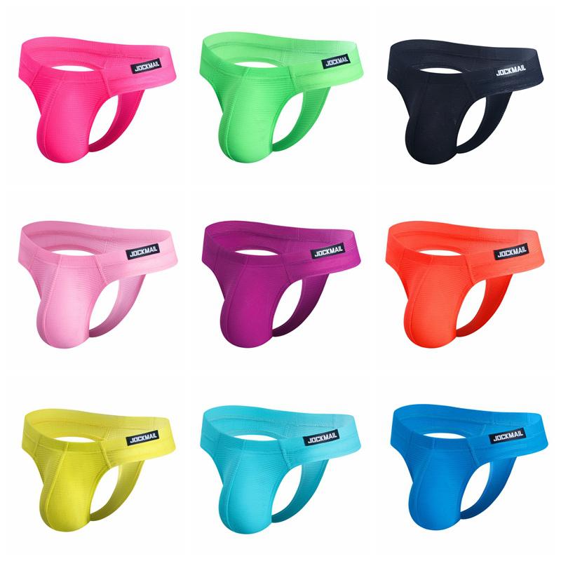 Thong JOCKMAIL Ultra Fine Fiber Mesh Material, Breathable, Low Waist, Sexy Solid Color Men's T-back Underwear