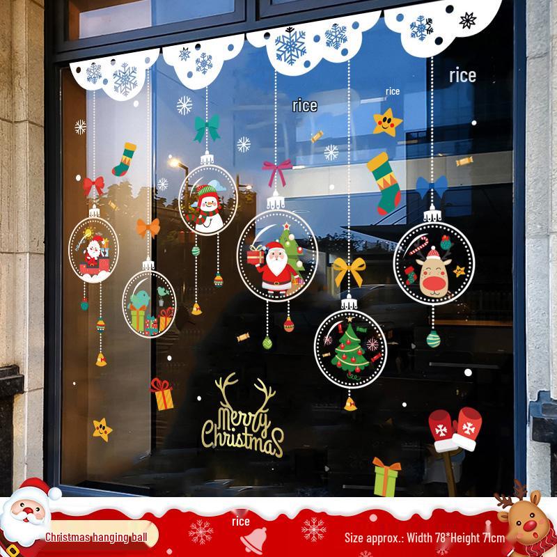 Christmas Tree Ornaments & Window Clings Set: Festive Static Stickers for Glass, Doors, and Holiday Decor