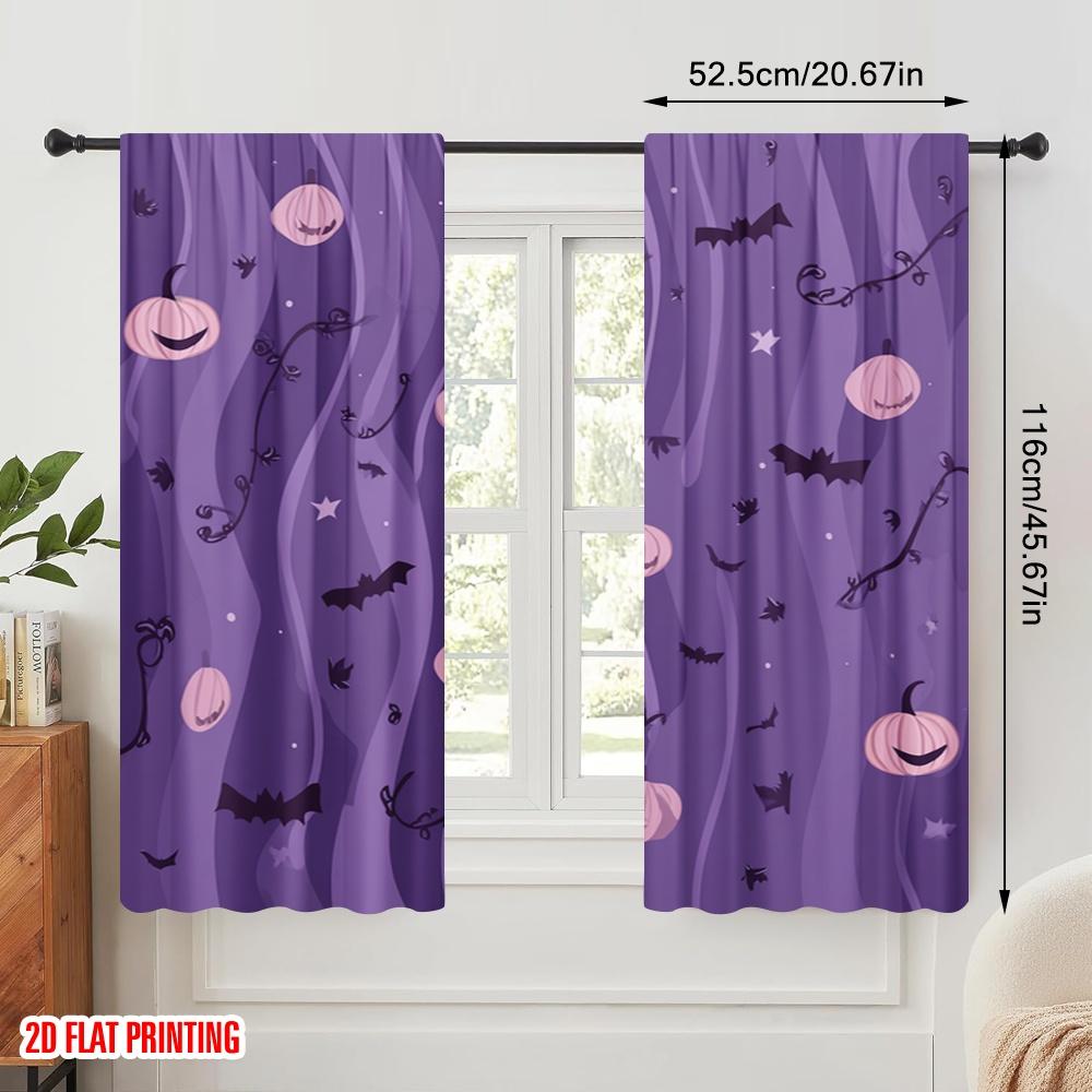 2pcs,2D Plane Printing Popular Curtains Halloween Icons Flight Versatile Fabric (without Rod) Decorations Outdoor Ldeal for