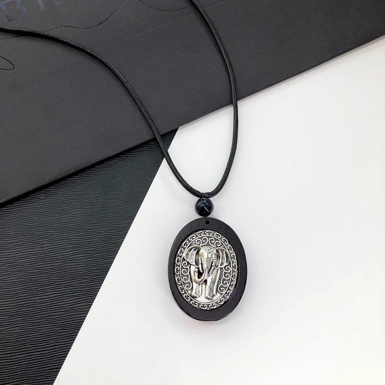 Retro Zen Ebony Long Necklace Women's Versatile Fashion Literary Clothing Accessories Sweater Chain Pendant