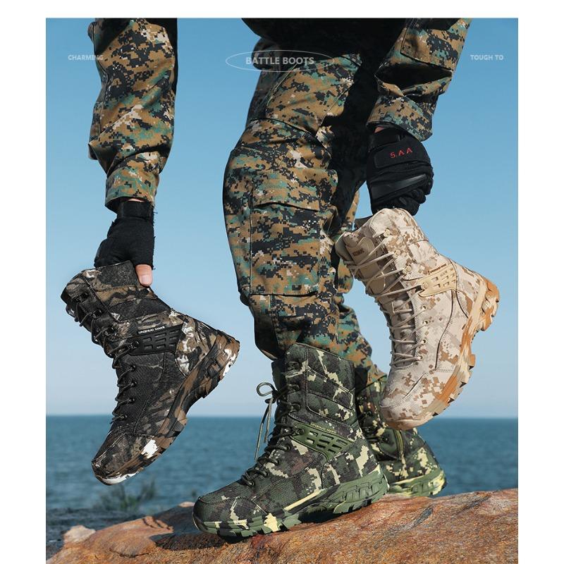 Nieuwe jungle jachtlaarzen gevechtslaarzen militaire laarzen heren hoge top camouflage woestijnlaarzen buitenleerling