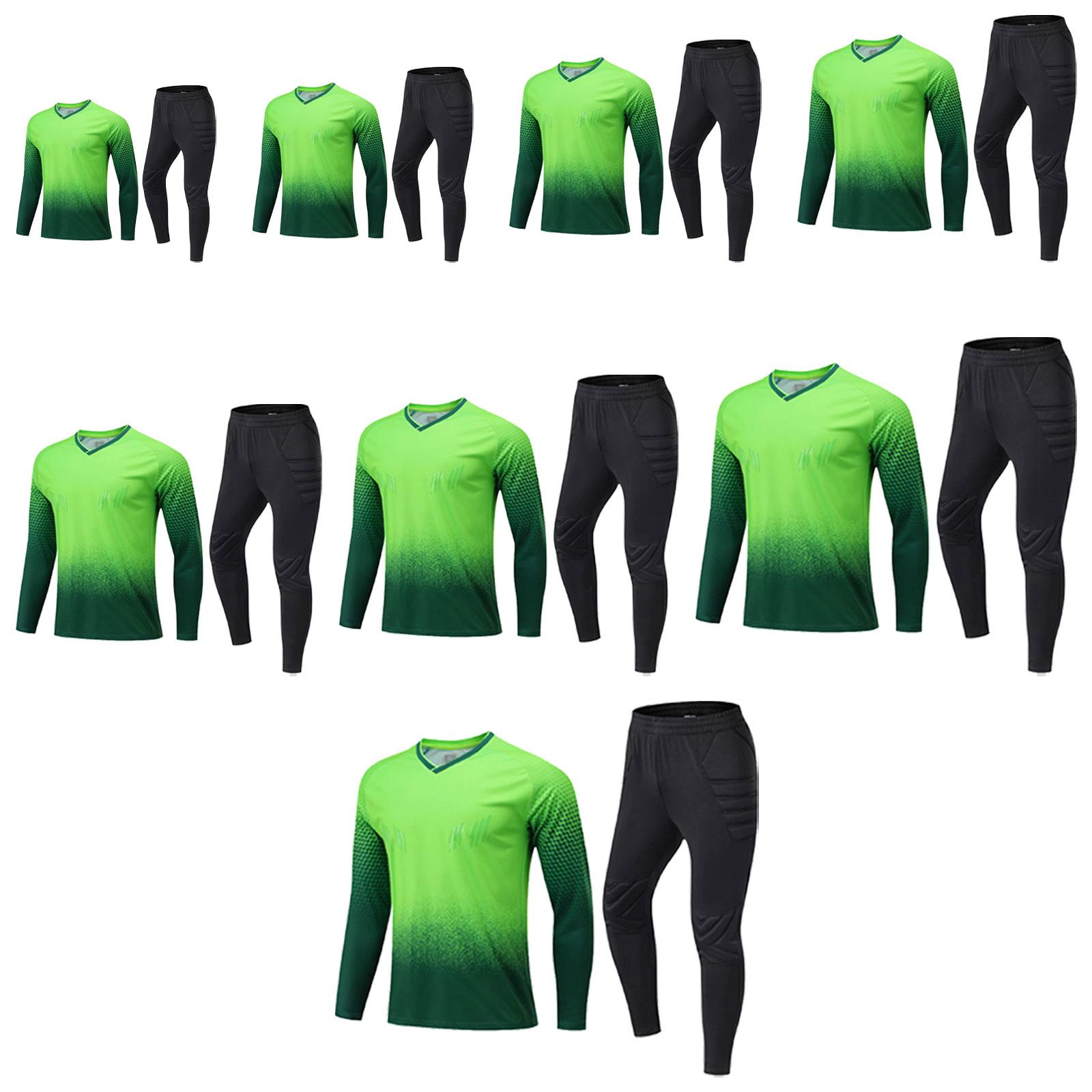 

Men’s Padded Sports Shirt Complete Soccer Goalie Uniform Kit Durable Polyester Goalkeeper for Football Training XXXL