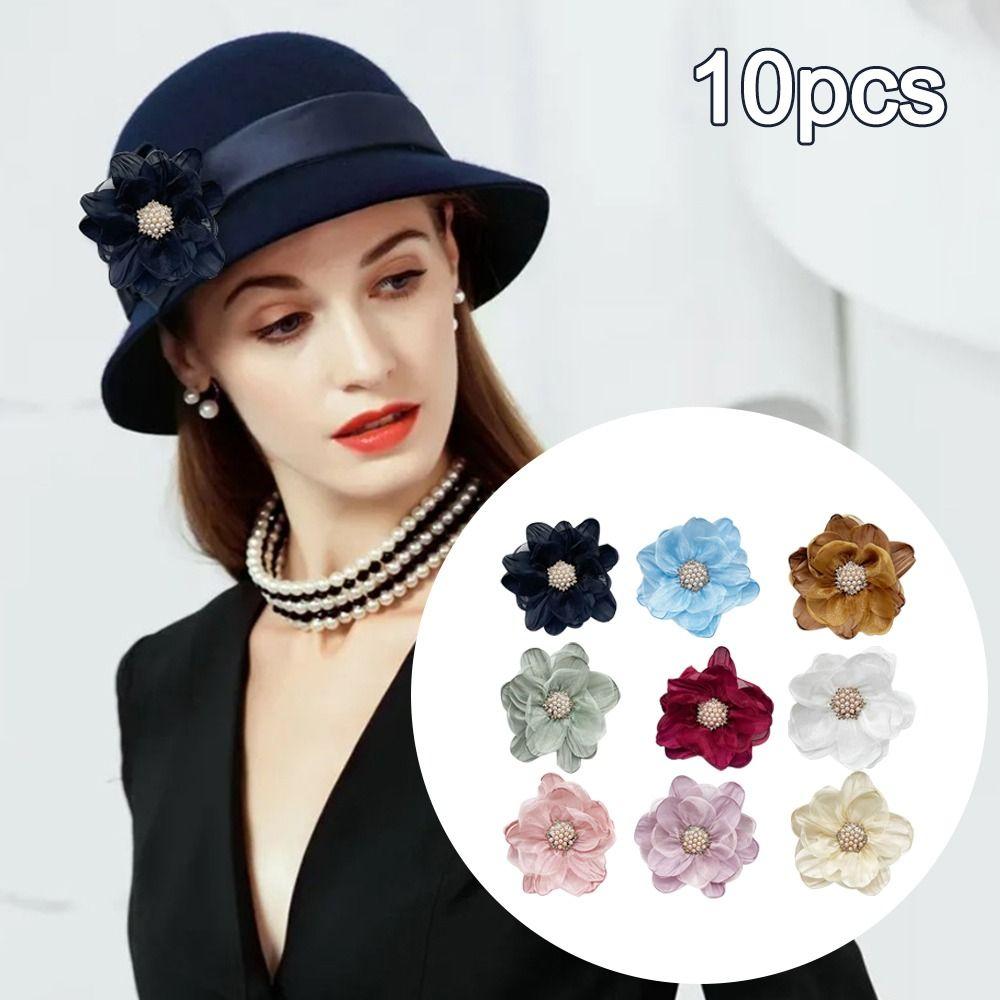 

10Pcs Mesh Artificial Chiffon Flower 9cm Flower Head New Eugen Yarn Flower DIY