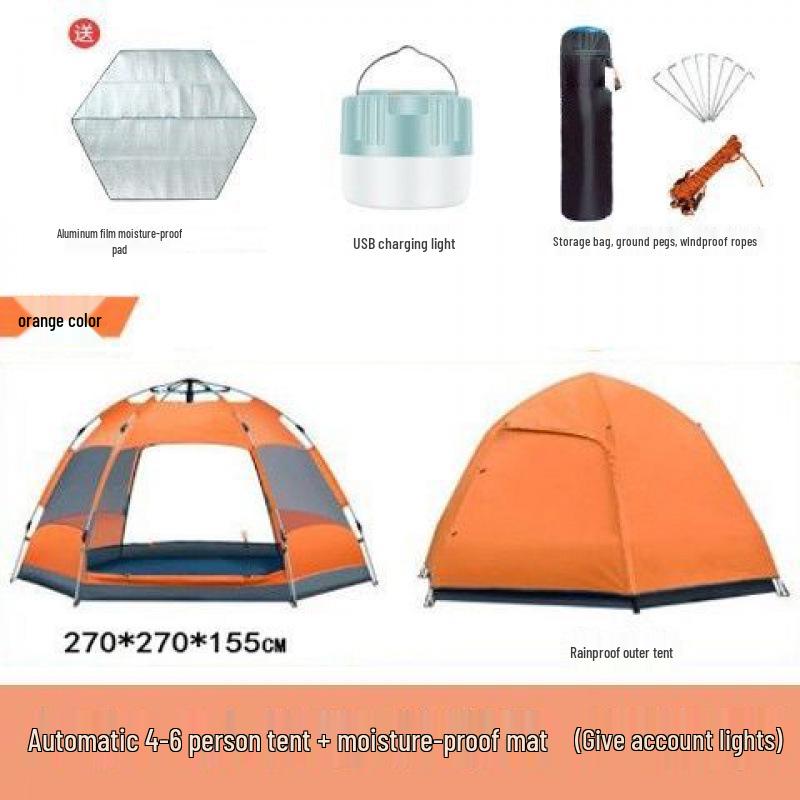 Quick Open Folding Double Layer Tent for 3-5 People - Perfect for Camping, Beach, or Park