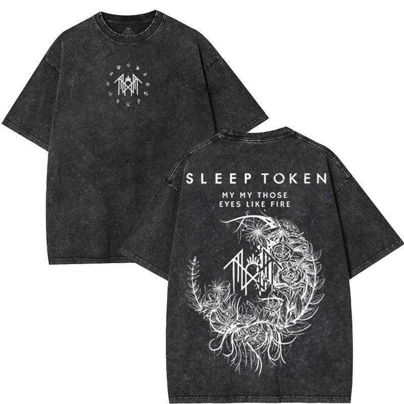 Sleep Token Цветы Хэви-метал Готика Y2K Оверсайз Музыкальные графические футболки Acid Was