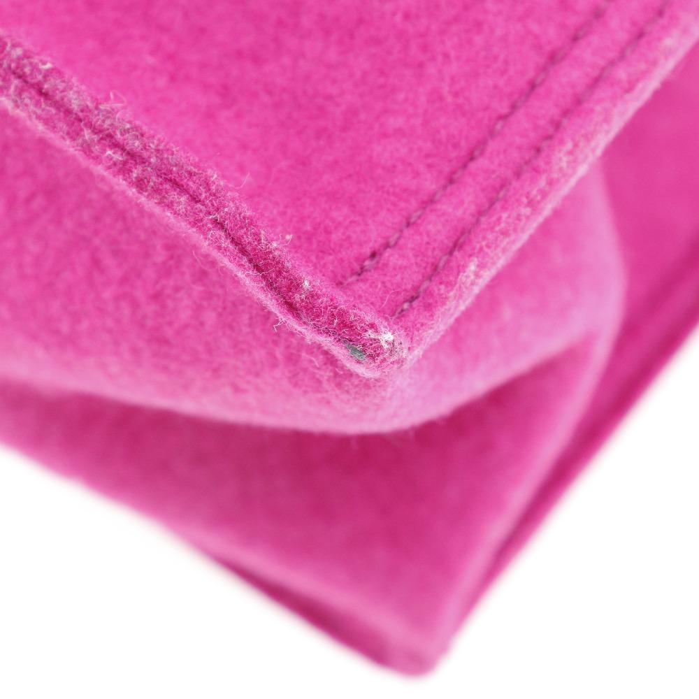 Saint Laurent Tote Bag Pink/black Felt/leather Women Used