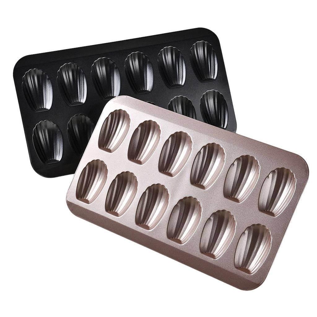 12-Cavity Nonstick Madeleines Pan Thickened Carbon Steel French Shell Cake Mold Dessert Pastry Pan 12-Cup For Home Baking Party