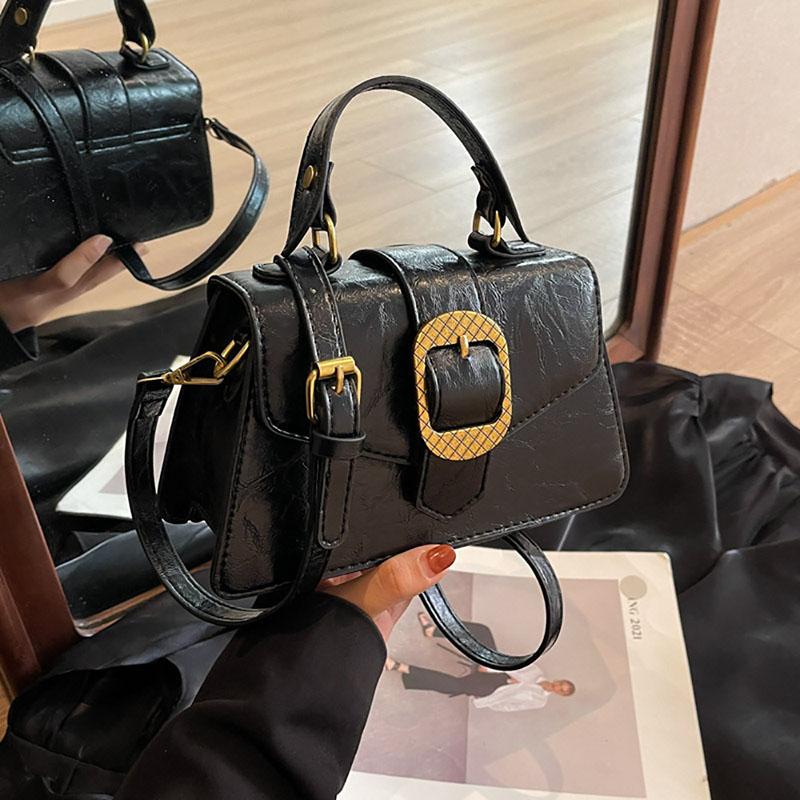 Light Luxury Fashion Mini Small Square Bag Simple High-End Design Sense Crossbody Bag Women  Korean Oil Wax Leather Handbag
