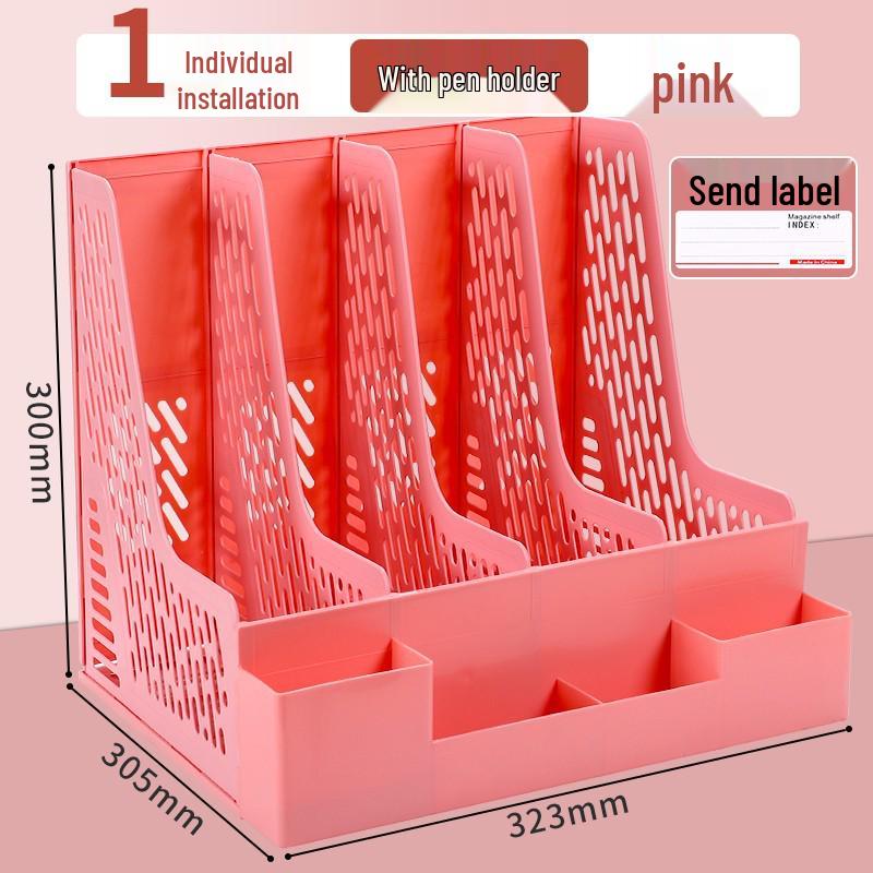 Three-Column Office File Rack: Multi-Layer Thickened Organizer for Study Supplies and Archive Folders