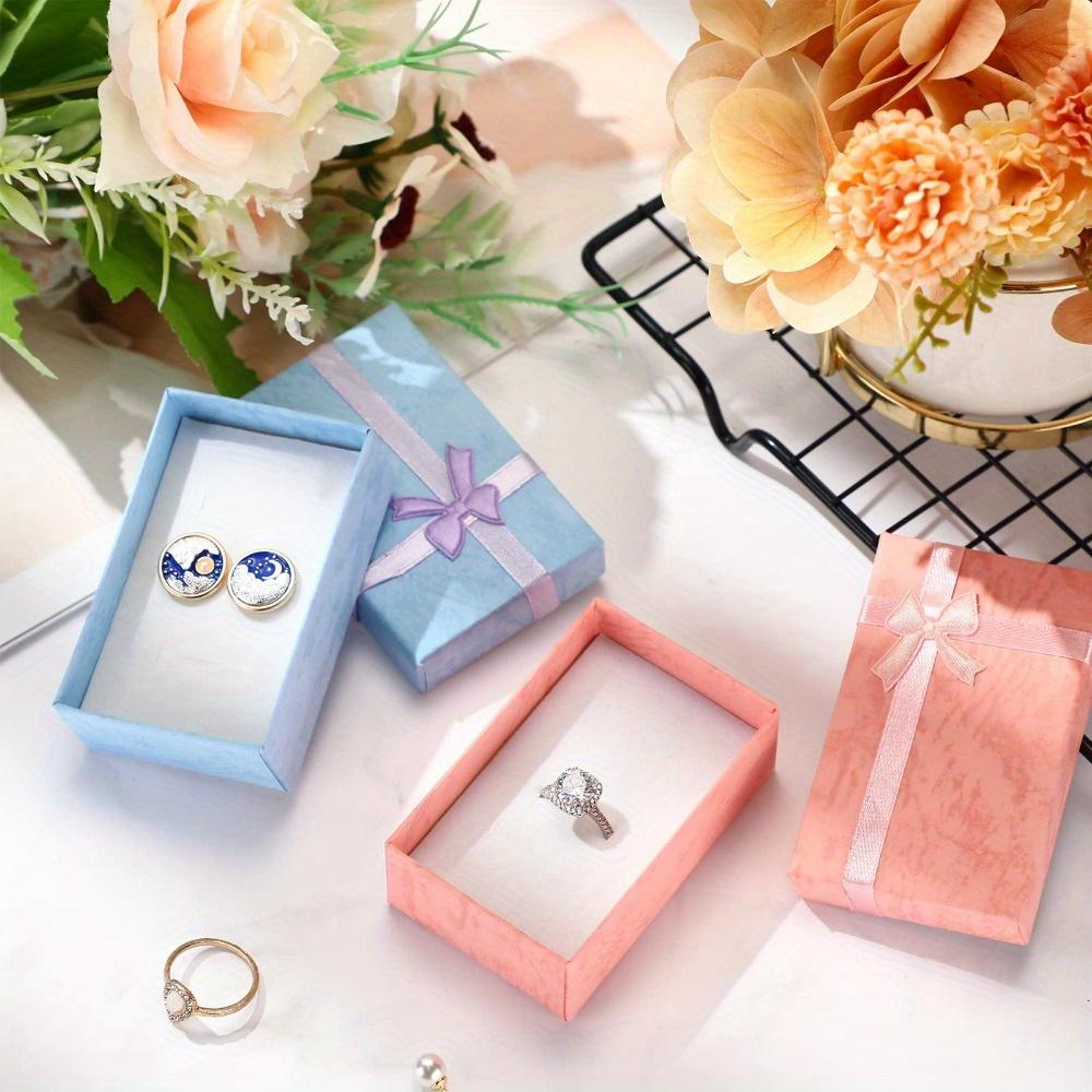 24pcs Jewelry Gift Boxes with Lids and Ribbon Bows Paper Storage Gift Boxes Jewelry Cardboard Boxes Gift Packaging Box with Sponge Inside