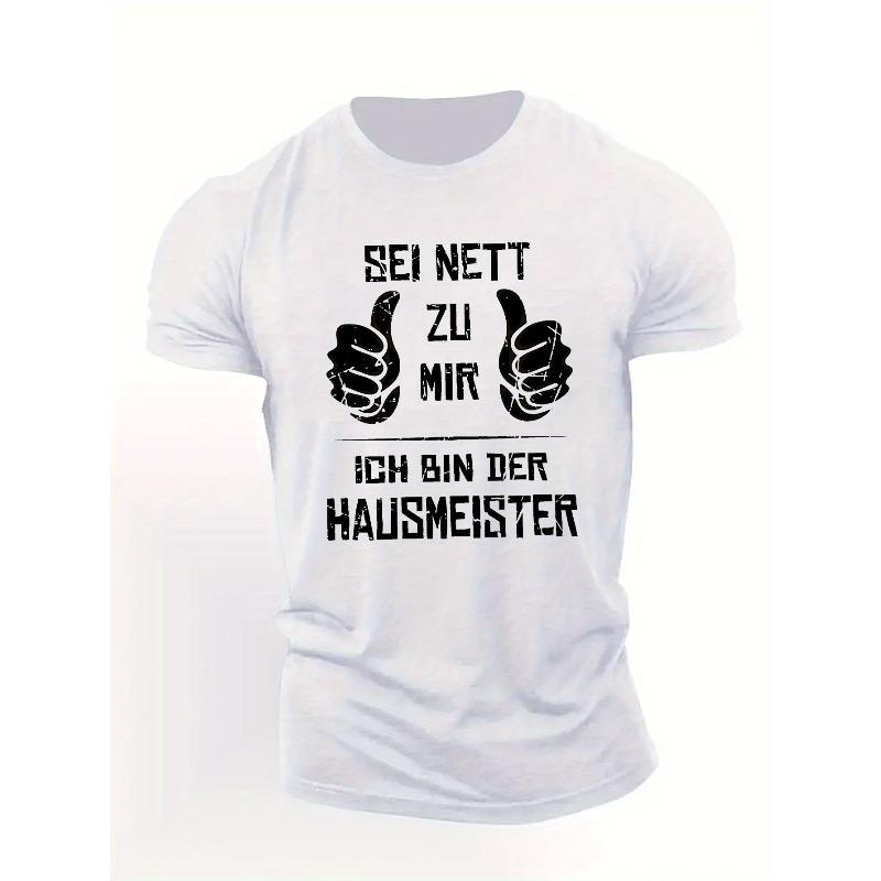 Europäische Größen Herren T-Shirt mit kurzen Ärmeln im deutschen Stil - Lässiges Sommer Oberteil mit Rundhalsausschnitt und Aufdruck Lässige Outfits