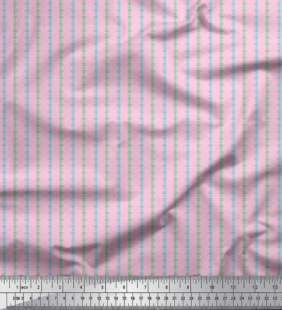 Soimoi Japan Crepe Satin Fabric Triangle Shirting Printed Craft Fabric by the Metre 42 Inch