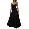 Women’s Casual Lace Patchwork Maxi Dress Sleeveless Spaghetti Strap Long Dress Elegant Evening Party Gown for Summer