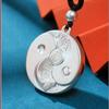 Silver Eight Trigrams Fortune Pendant - Unisex Wealth Attraction Amulet with Black Rope