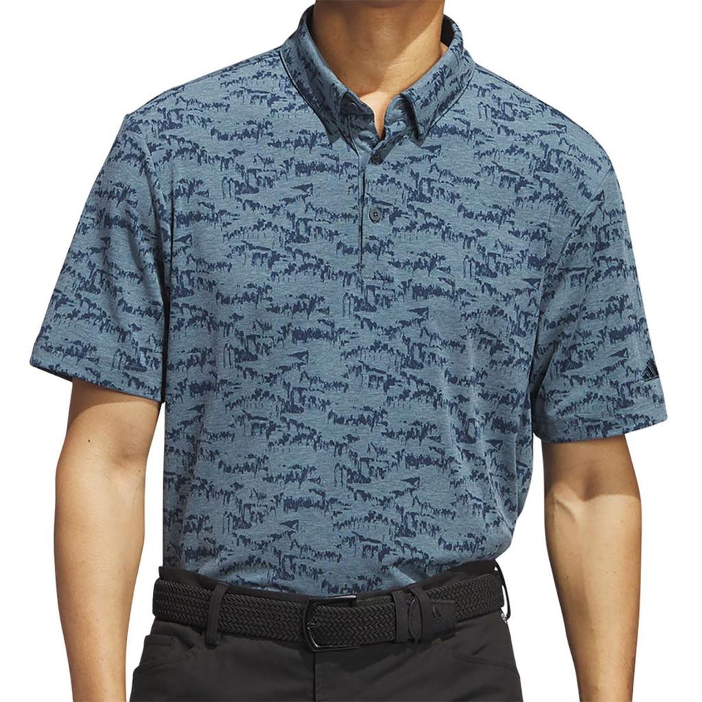 Koszulka z krótkim rękawem ze streczu z wzorem czapki lodowej do golfa Noc Arktyczna [Adidas Golf] Męska