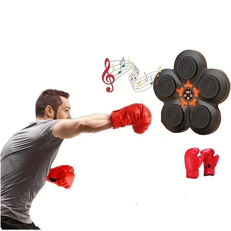 Music Boxing Trainer with Gloves – Intelligent Counting Electronic Target, Agility & Reflex Training Equipment, Wireless-Enabled