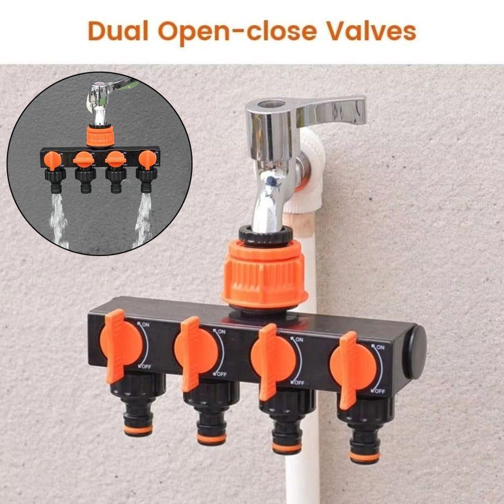 Répartiteur de tuyau d'arrosage indépendant à 4 voies avec vanne Interrupteur d'eau Connecteur de tuyau Diviseur Diverteur de robinet à 4 voies