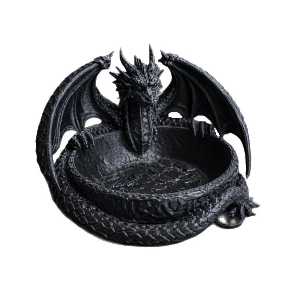 3D Printing Dragon Shaped Jewelry Tray Dark Style Key Coin Storage Holder Home Decor