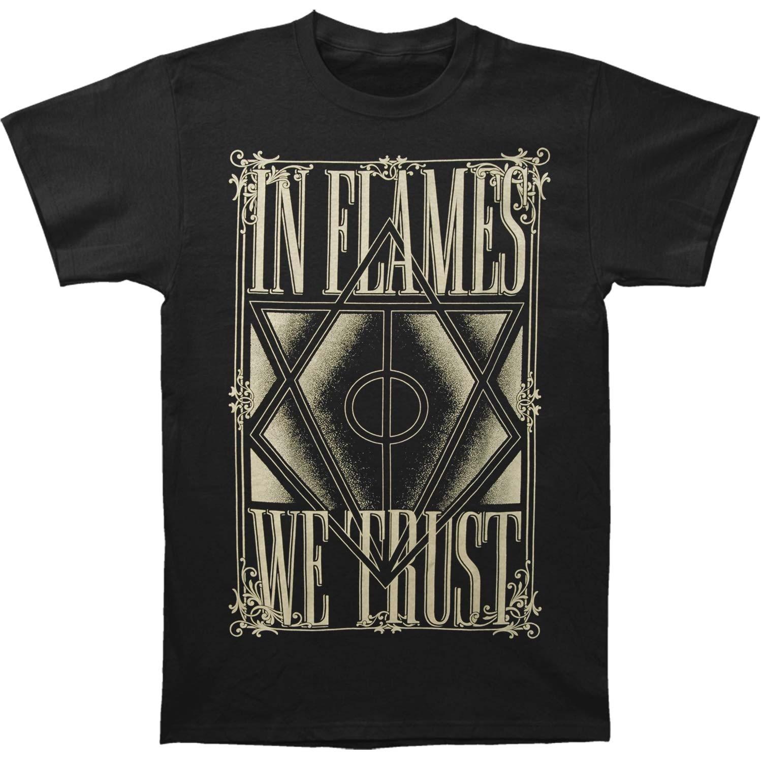Men s In Flames We Trust T-shirt Small Black 2XL