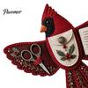 Kit de Costura Organizador de Pássaro de Feltro DIY, Bolsa Artesanal Decorativa Portátil, Bolsa de Armazenamento Prática com Fenda para Tesoura e Almofada para Agulhas, Bordado