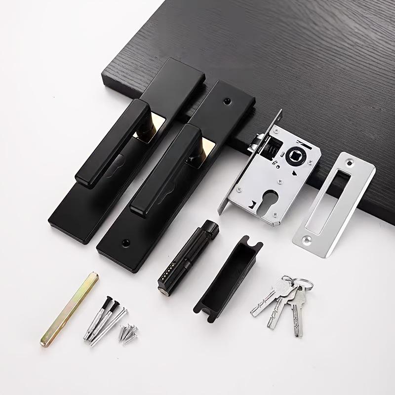 Black Magnetic Silent Interior Door Lock Handle for Bedroom