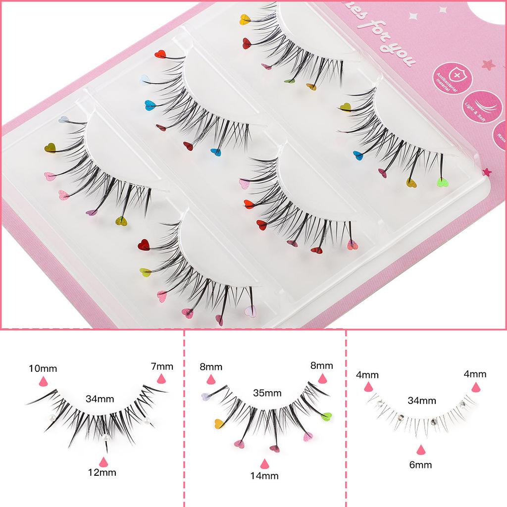 Transparent Stem False Eyelashes Decorative Eyelashes Barbie Comic Eyes 3 Pairs Stage Party Eyelashes