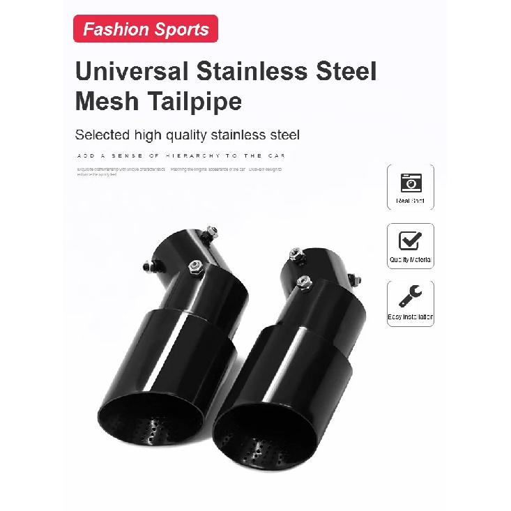 1PCS 1.77-2.55 Inch(4.5cm-6.5cm) Adjustable Inlet Exhaust Tips Bolt-On Design Matte Black Stainless Steel Exhaust Tailpipe Tips