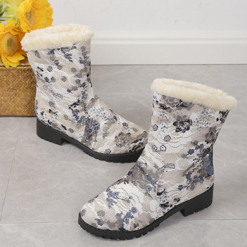 

2025 осень и зима новые женские хлопковые сапоги большого размера модные бархатные теплые зимние сапоги женские 43 бежевый