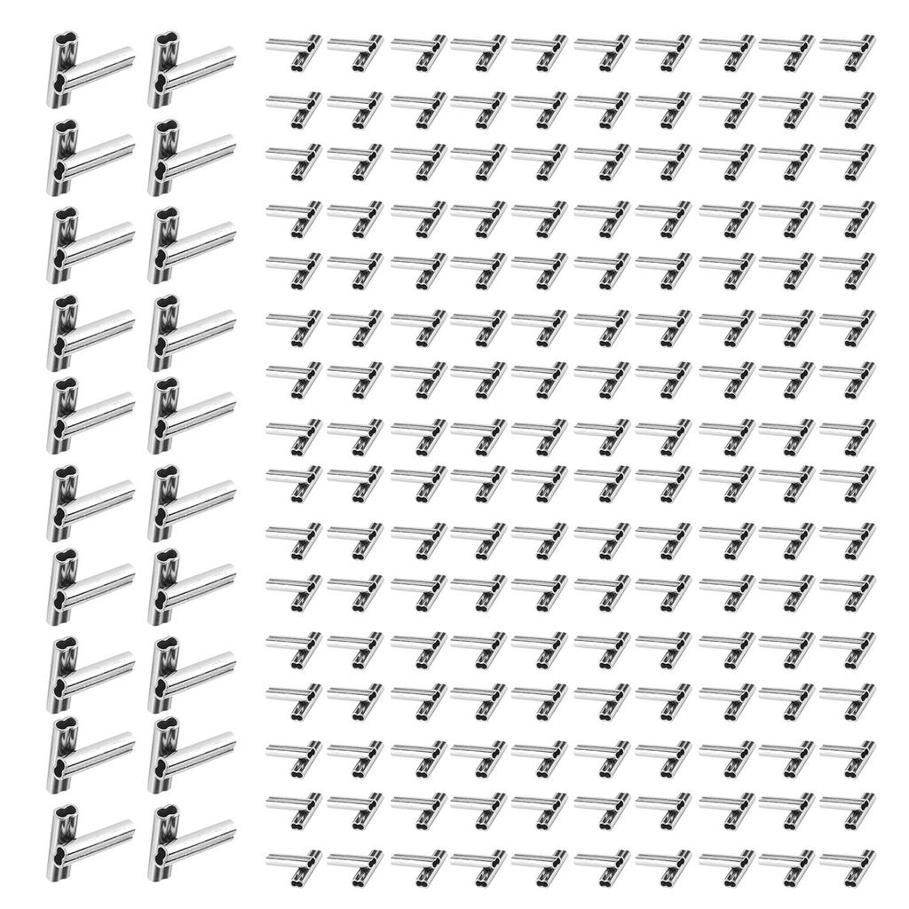 200pcs Fishing Double Crimp Sleeves Kit Crack Proof Copper Crimping Loop Sleeves Tube Connector