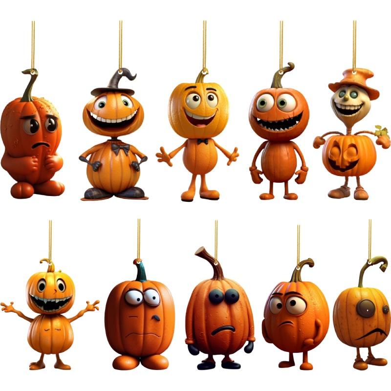 Acrylic Pumpkin Car Hanging Pendant With Ghost Pumpkin Design Colorful Options Halloween Car Decor