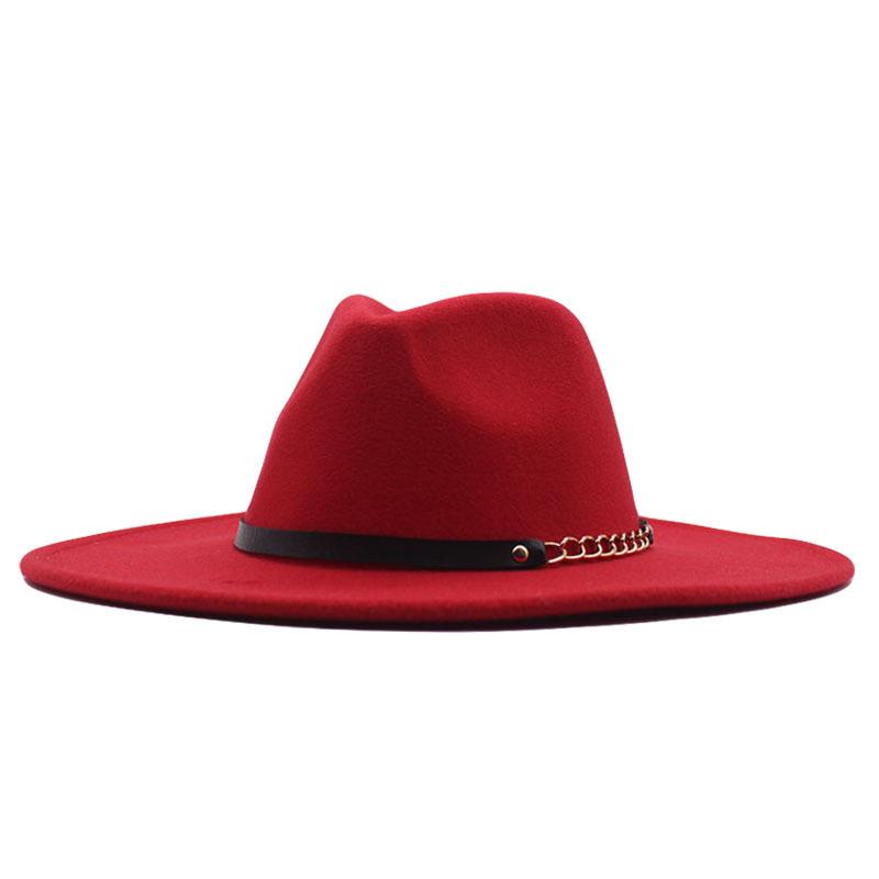 Autumn and winter top hat British classic jazz hat woolen hat big brim cm flat edge top hat