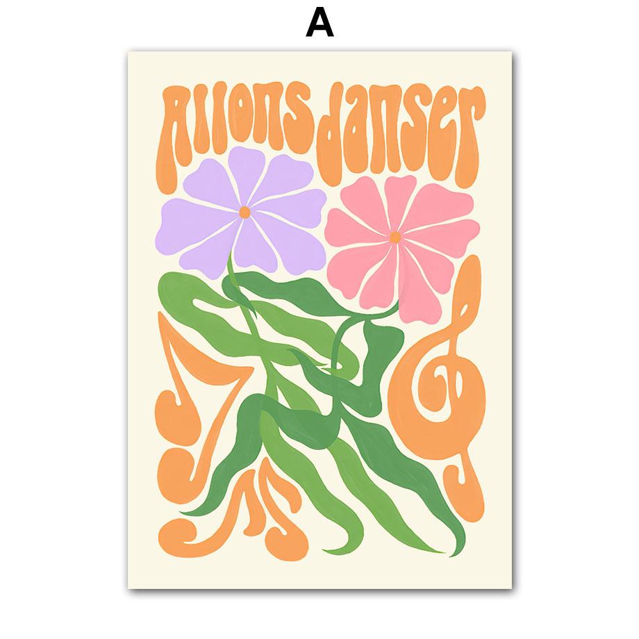 Pastellblumen Sonne Wellen Cocktail Minimalismus Wandkunst Leinwandmalerei Nordische Poster und Drucke Wandbilder Wohnzimmerdekor