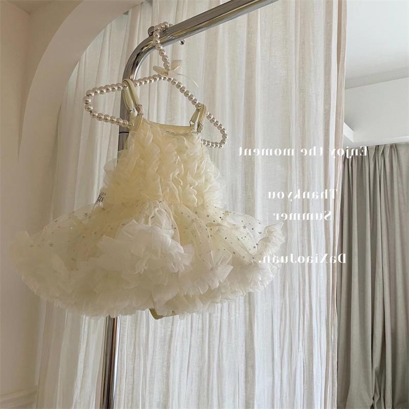 

Girls 2024 Summer Fairy Mesh One-Piece Swimsuit 110 бежевый